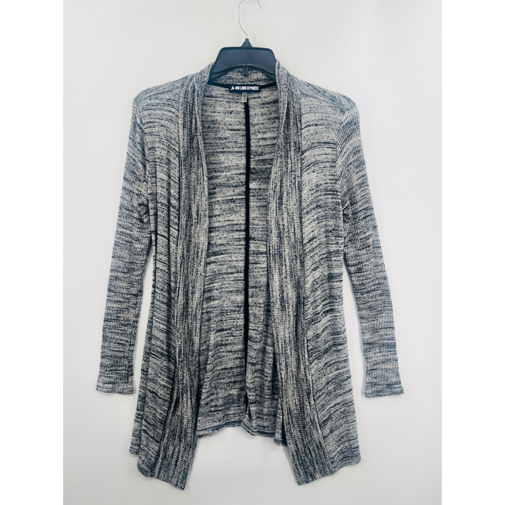 Ink Love‎ and Peace Womens Gray Space Dye Open Front Long Cardigan Sweater SP